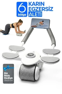 6 Bölge Karın Egzersiz Aleti Ab Roller Mekik Telefon Standlı Evde Spor Kas Yapma Aleti 